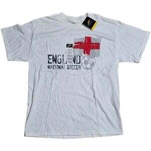 NWT Simply For Sports England National Soccer T Shirt Men's Size M White Graphic